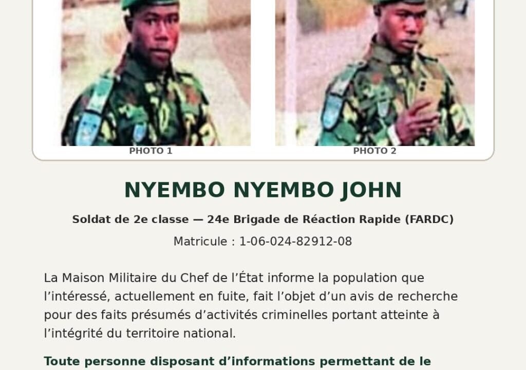 FARDC : Chasse à l&rsquo;homme lancée contre un militaire de la 24e Brigade accusé de haute trahison